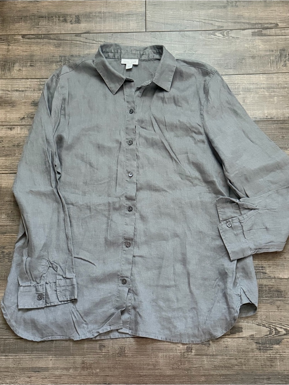 J. Jill love linen  Classic Linen Button-Up Shirt in Gray